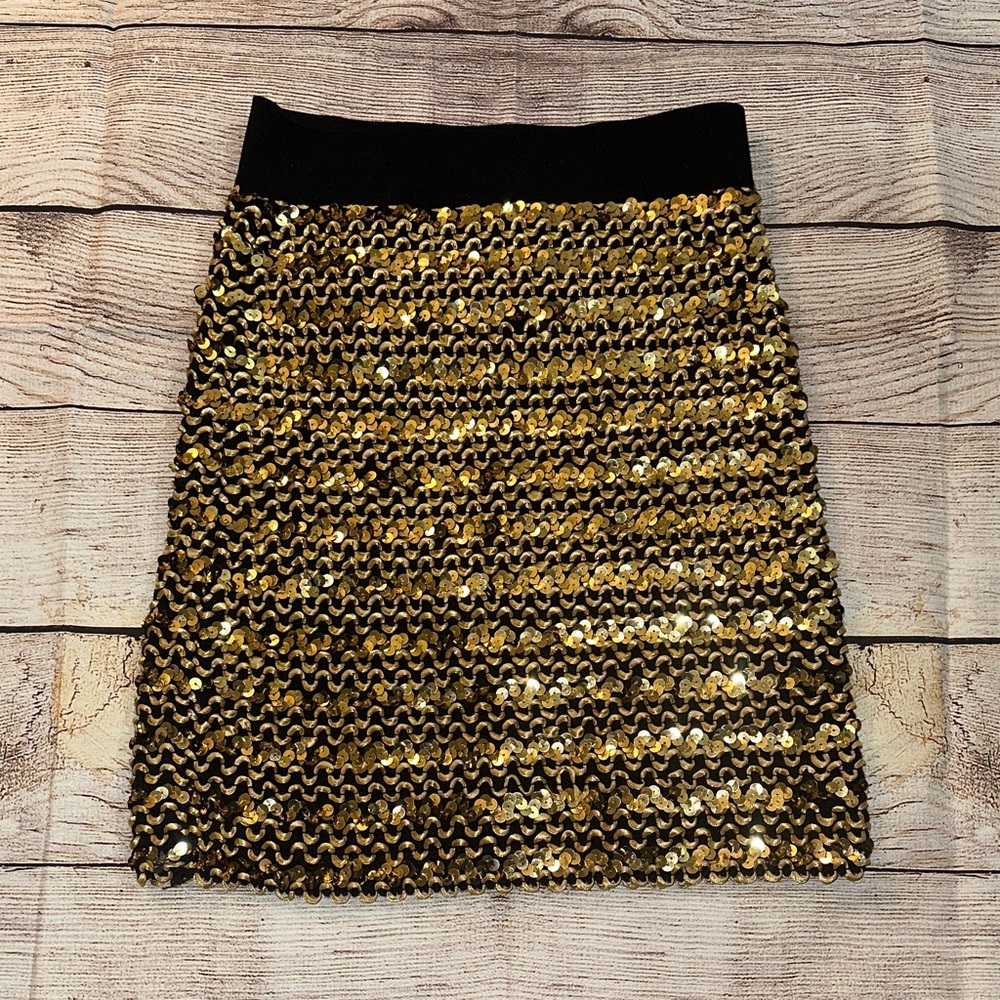 Gold Sequin Mini Skirt - Shimmering Party Skirt